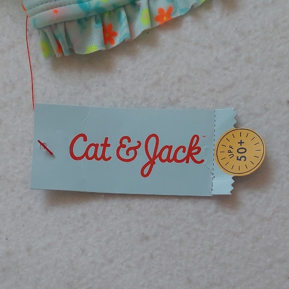 CAT&JACK Orange and Green Floral Bikini Swim Set NWT - Picture 3 of 10